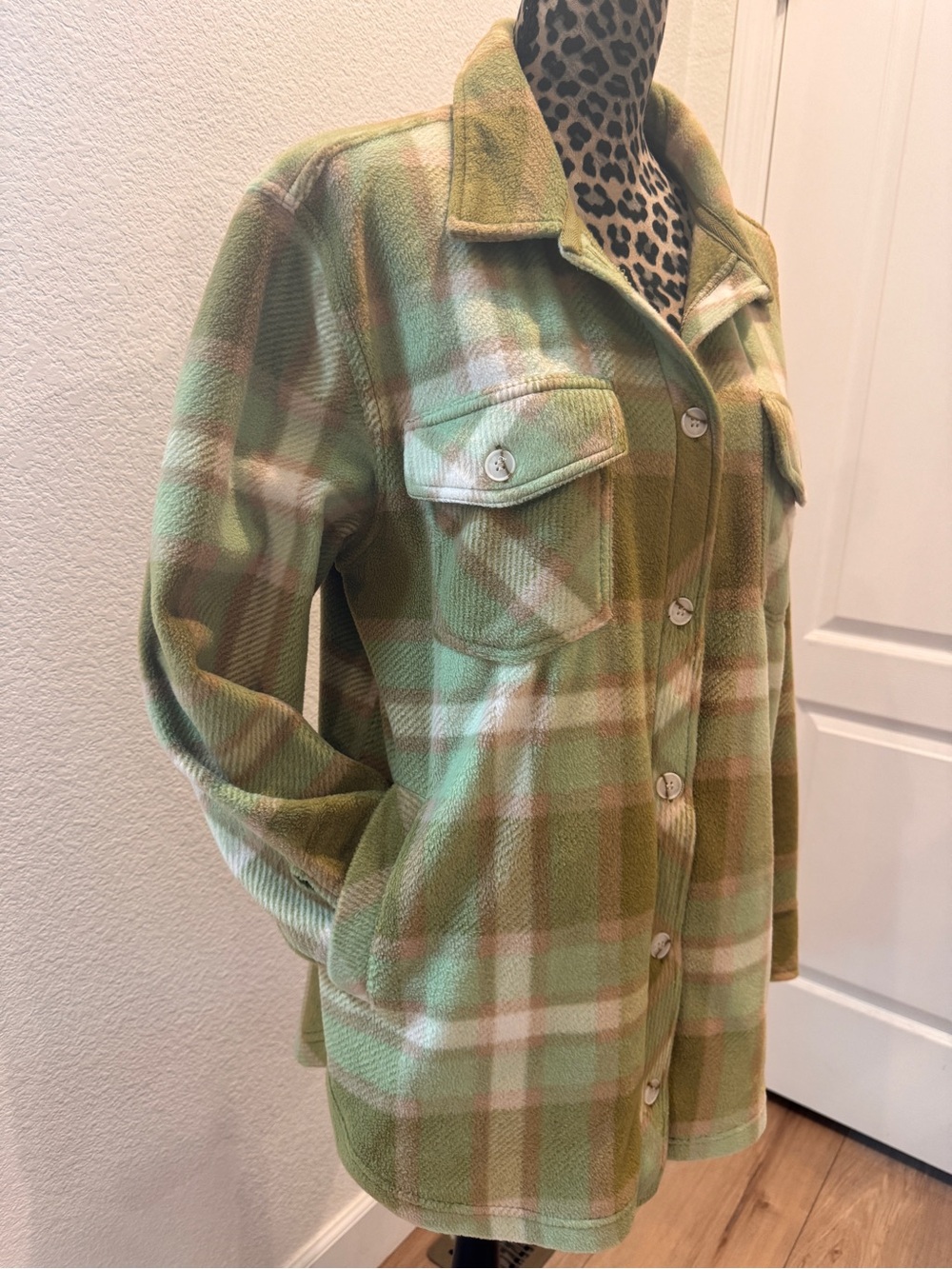 Thread & Supply Green Plaid Fleece Shacket